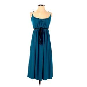 Daisy Fuentes teal spaghetti strap midi polyester/spandex sundress